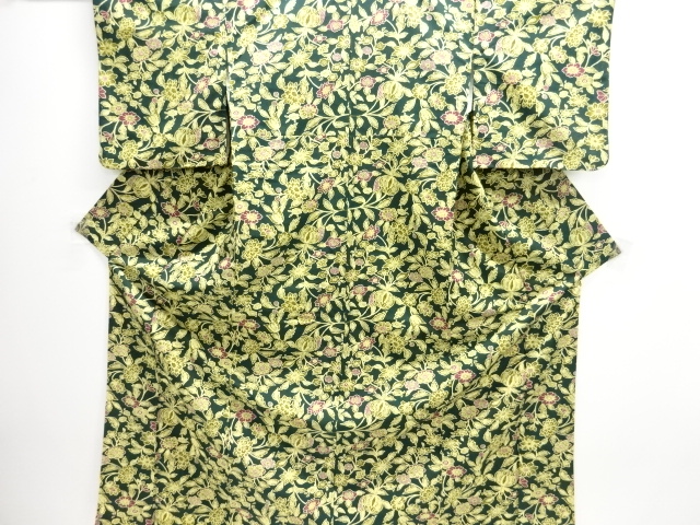 草花模様上代紬着物